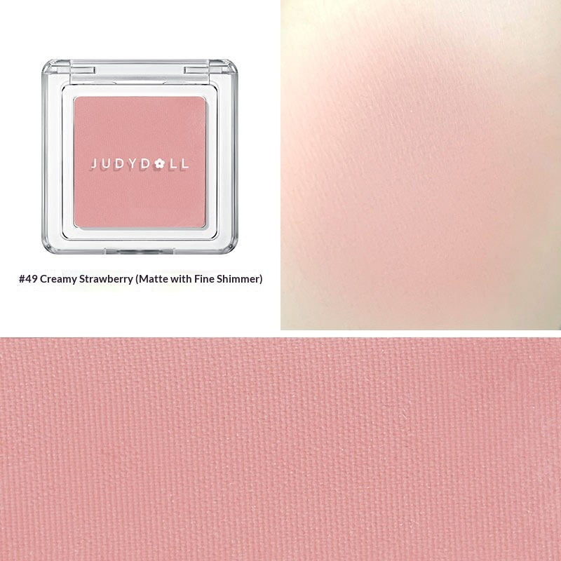 Judydoll Blush Powder #49 muted peach nude blush powder swatch for natural clean makeup style