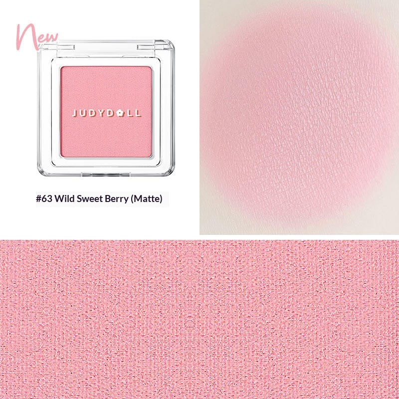 Judydoll Blush Powder #63 light lavender pink blush powder swatch for brightening cool toned makeup