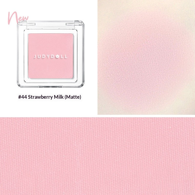 Judydoll Blush Powder #44 muted nude pink blush powder swatch for soft clean girl makeup finish