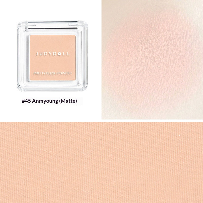 Judydoll Blush Powder #45 soft beige pink blush powder swatch for lightweight everyday makeup