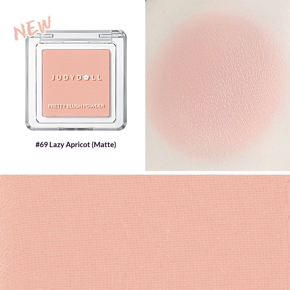 Judydoll Blush Powder #69 soft berry pink blush powder swatch for fresh vibrant cheek makeup