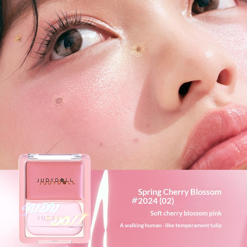 Judydoll Dewy Glow Blush Balm #02 Spring Blossom featuring blooming peach pink blush with dewy skin finish