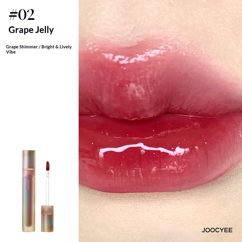 JOOCYEE Glazed Lip Gloss #02 Grape Jelly glossy grape purple lip gloss swatch