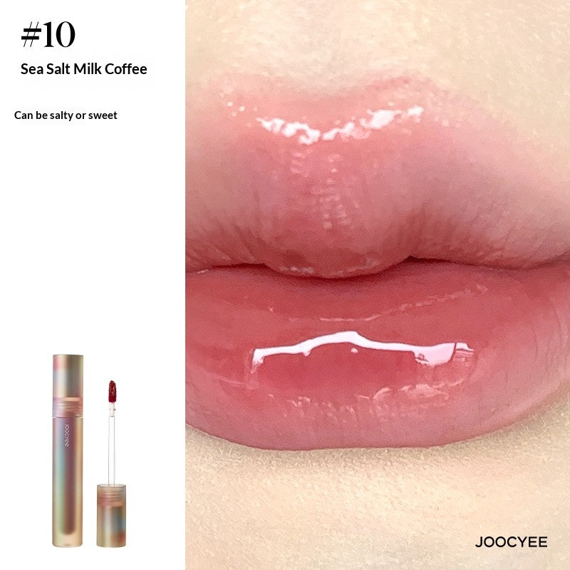 JOOCYEE Glazed Lip Gloss #10 Sea Salt Milk Coffee creamy nude brown glossy lip gloss