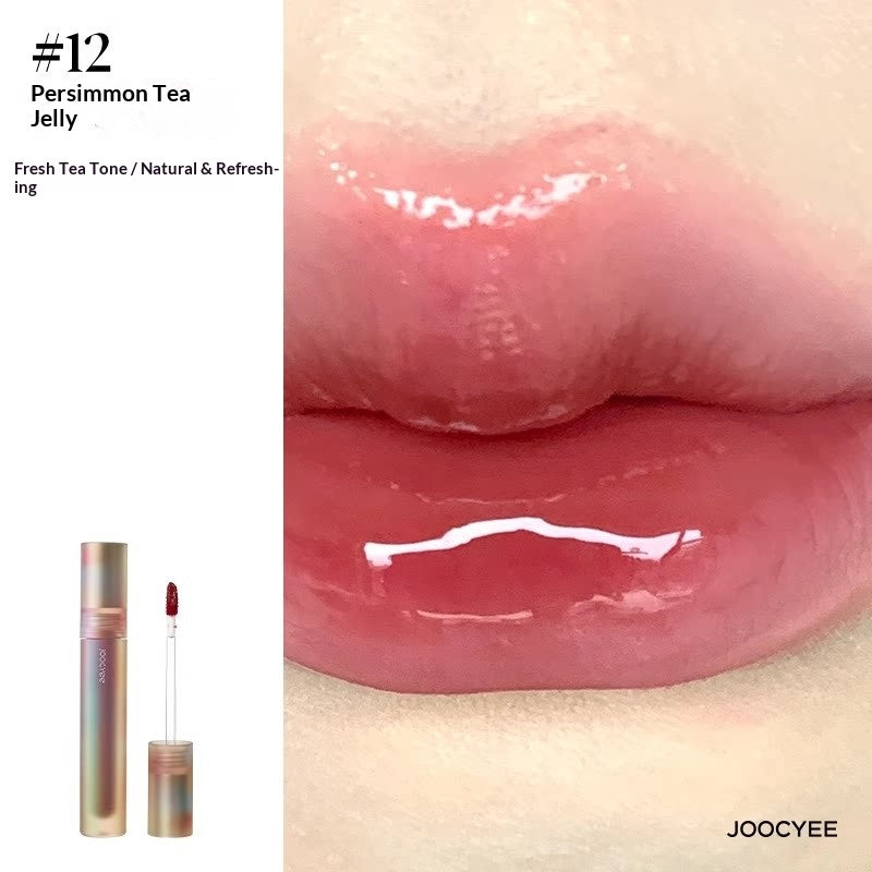 JOOCYEE Glazed Lip Gloss #12 Persimmon Tea Jelly glossy persimmon brown lip gloss swatch