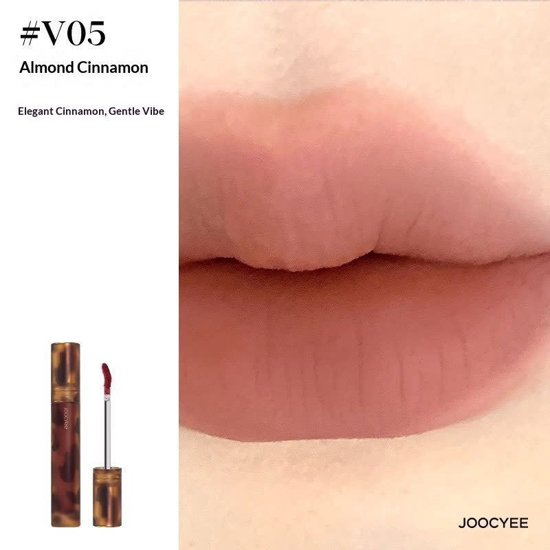 JOOCYEE Tortoise Shell Fluffy Matte Lip Cream V05 Almond Cinnamon - Terracotta Warm Brown Matte Lip Cream