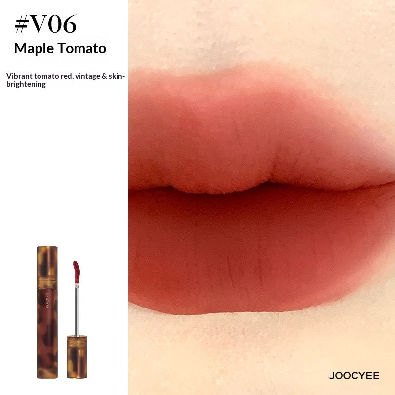 JOOCYEE Tortoise Shell Fluffy Matte Lip Cream V03 Wine Stained Blood Pellet - Deep Wine Red Vampy Lip Gloss