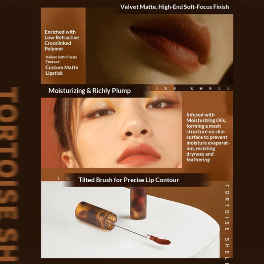 JOOCYEE Tortoise Velvet Air-Matte Lip Glaze soft velvet matte lip product display
JOOCYEE air matte mousse lip glaze luxury beauty product image