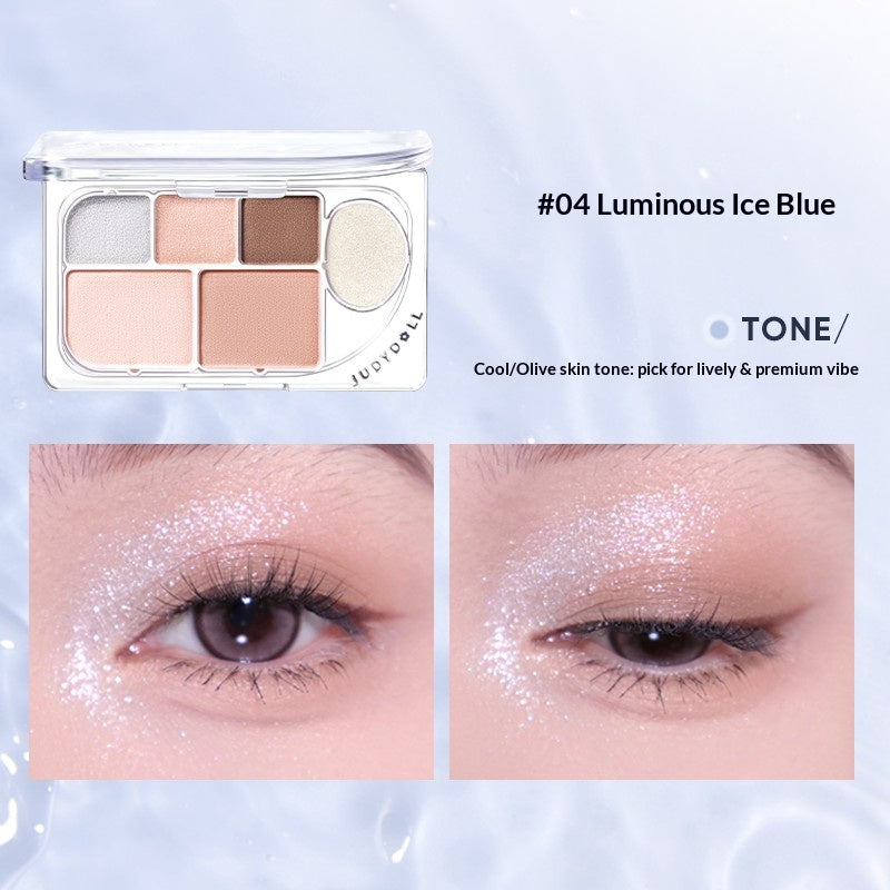 Judydoll Dew Prism 6-Color Glow Palette #04 Barroco Pearl featuring elegant pearl shimmer tones and radiant dimensional glow