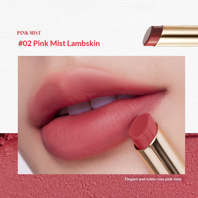 Judydoll Nappa Velvet Slim Lipstick #02 Rose Bath featuring elegant rosy nude matte lip color with soft velvet texture