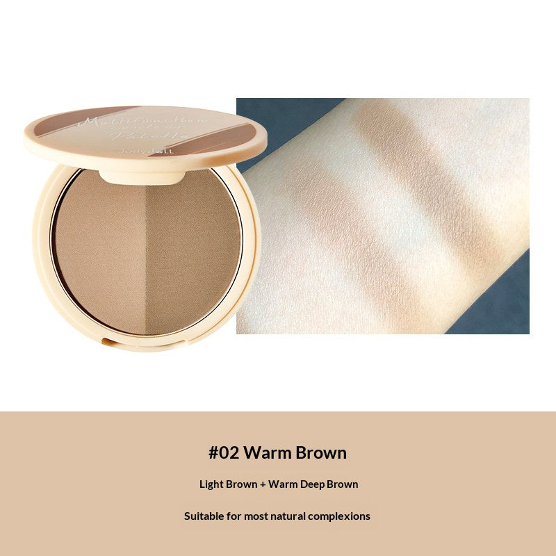 Judydoll Dual Sculpt Contour Palette #02 Warm Brown featuring soft warm brown contour powders for everyday sculpted makeup