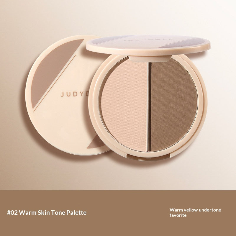 Judydoll Dual Sculpt Contour Palette #02 Warm Tone Duo featuring warm bronzed contour shades for dimensional makeup looks