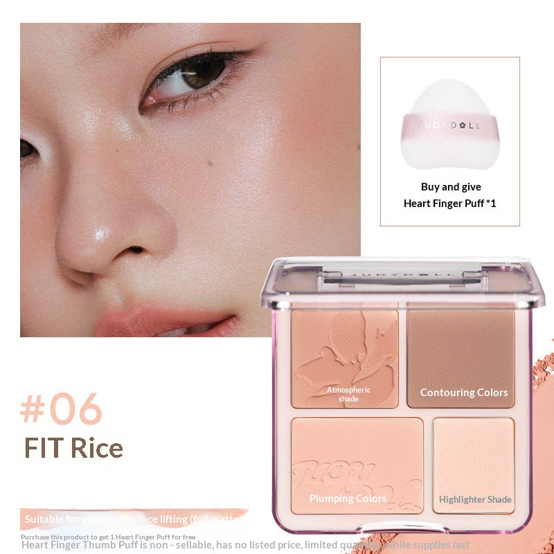 Judydoll Glow Flush Blush and Highlight Duo #06 Fit Beige with soft beige nude blush and natural contouring brightness