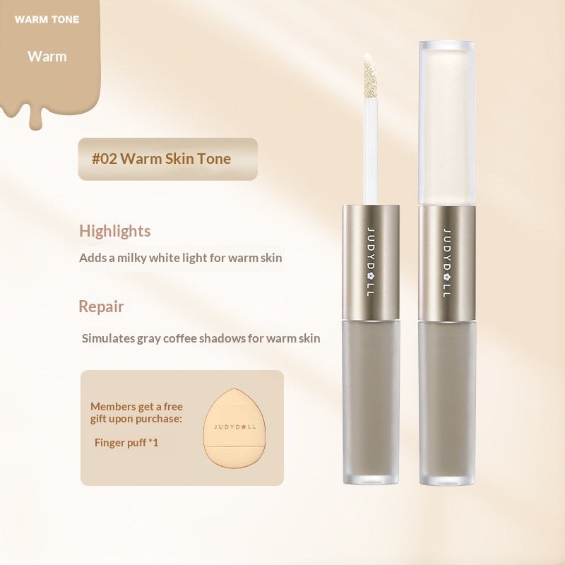 Judydoll Bright Sculpt Liquid Contour and Under-Eye Duo #02 Fair With Warm Undertones for soft sculpting and under-eye brightening on warm toned skin
