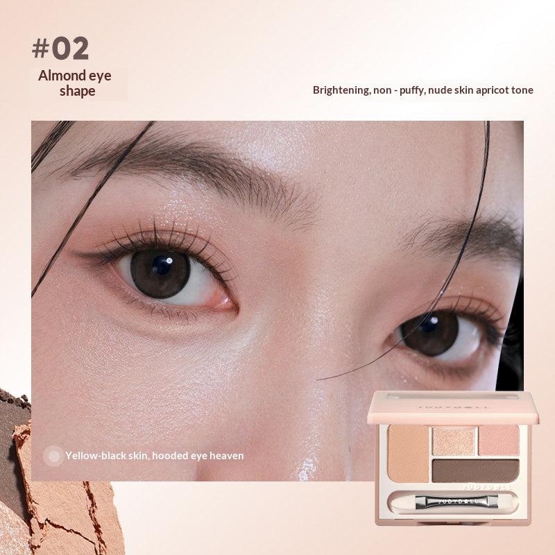 Judydoll Undereye Shadow Palette #02 Almond Beige featuring natural beige brown shades for soft under-eye contour and brightening makeup
