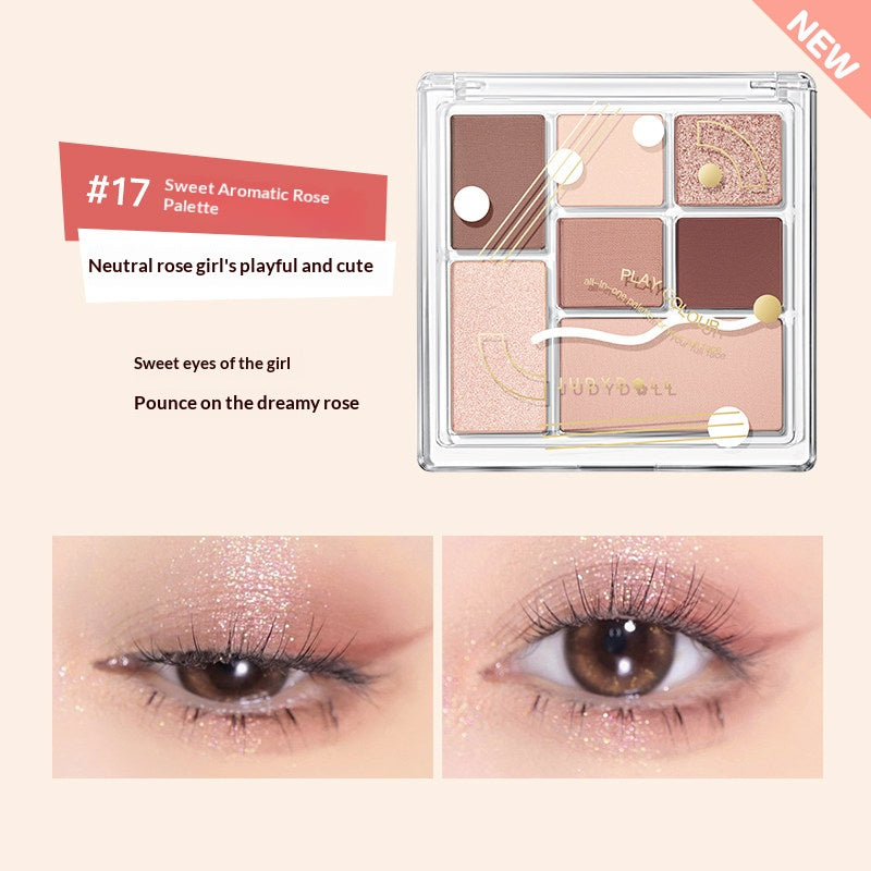 Judydoll Play Color All In One Palette #17 with muted rose nude shades for natural daily makeup looks