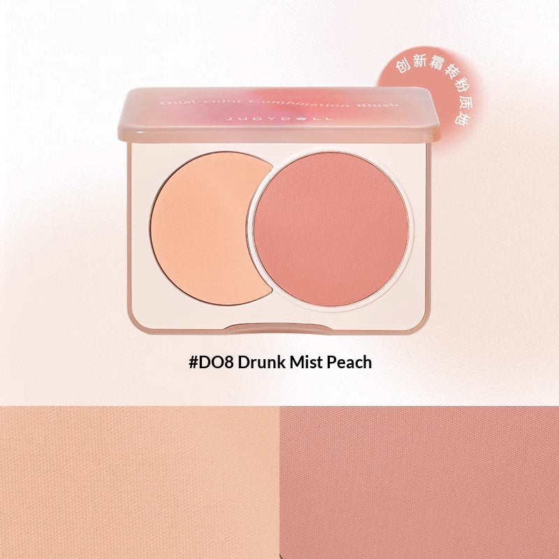 Dual Glow Blush and Brightening Duo #D08 Foggy Peach with cream to powder peach blush and soft natural glow finish