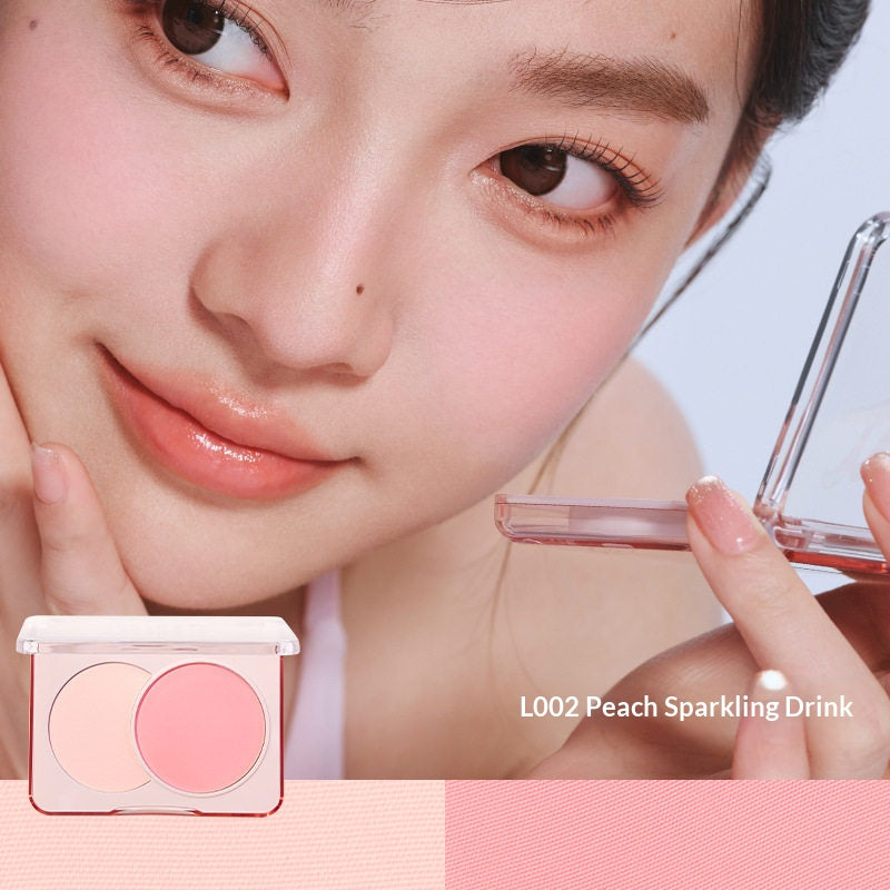 Dual Glow Blush and Brightening Duo #L002 Bubble Peach with fresh peach blush and soft brightening glow color
